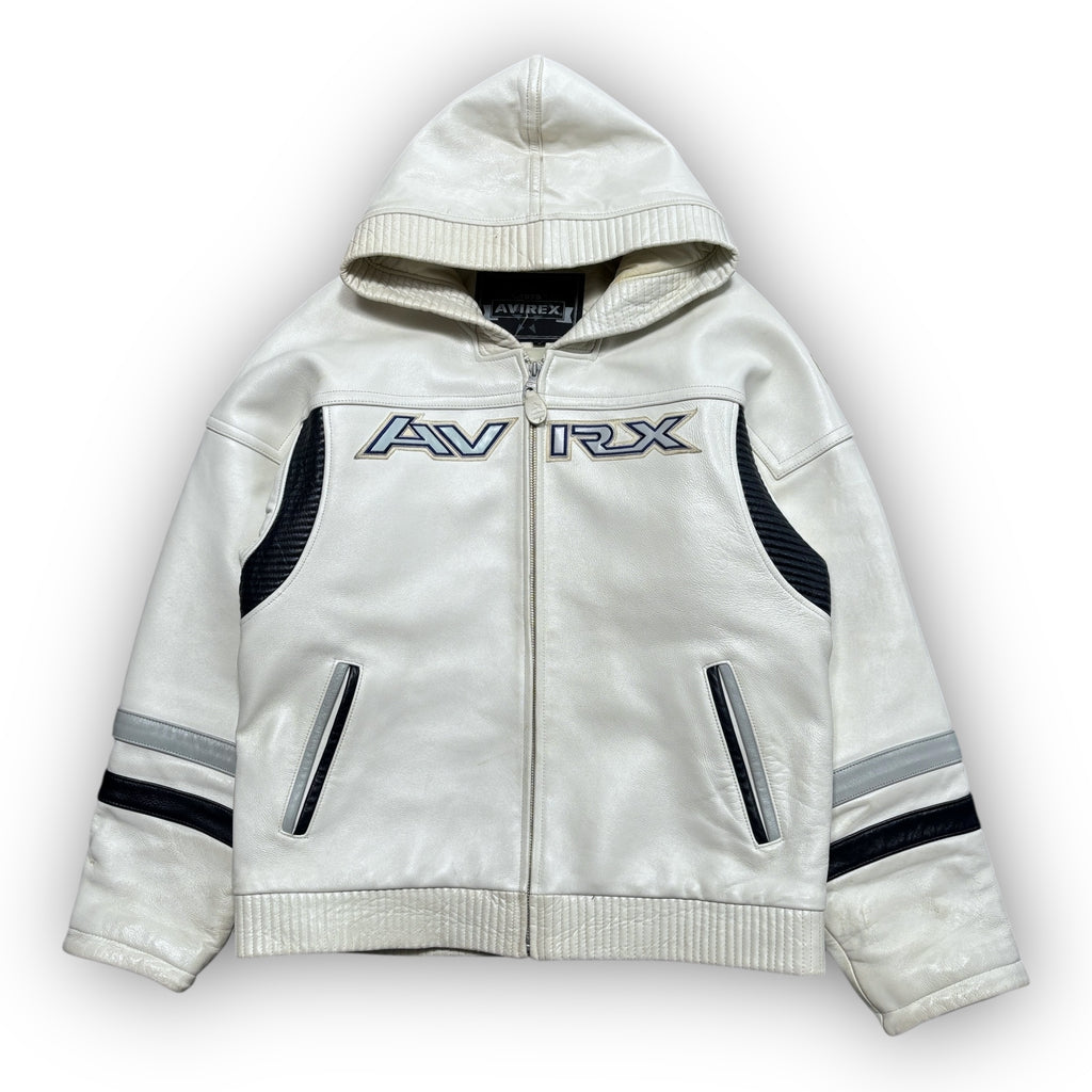 Avirex Hooded Leather Jacket (L)