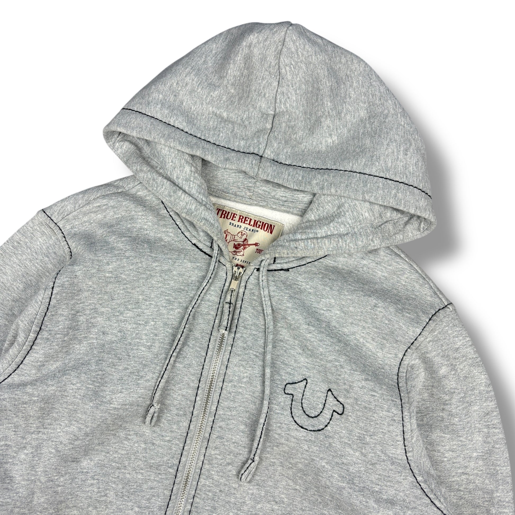 True Religion Grey Contrast Stitch Hoodie (M)