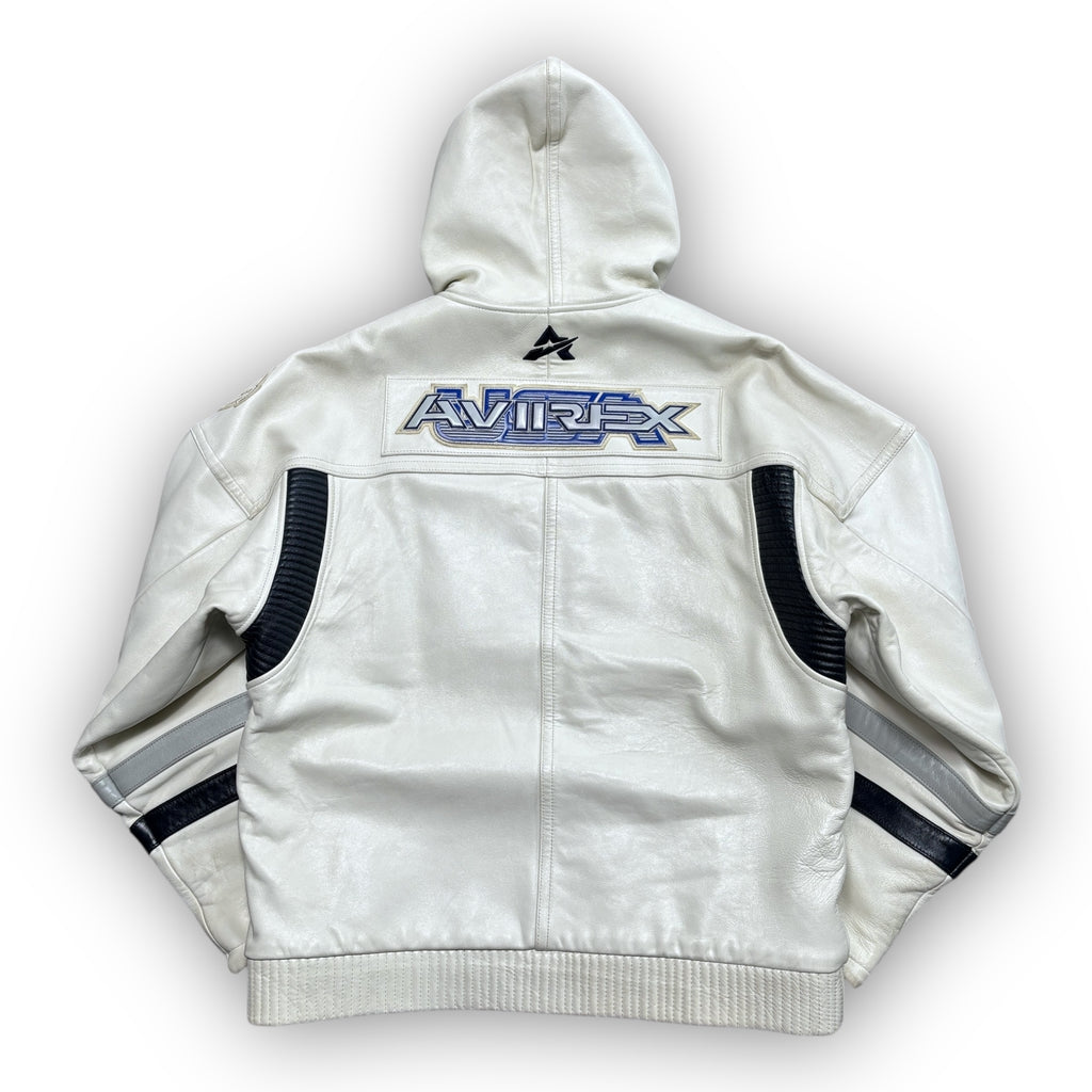 Avirex Hooded Leather Jacket (L)