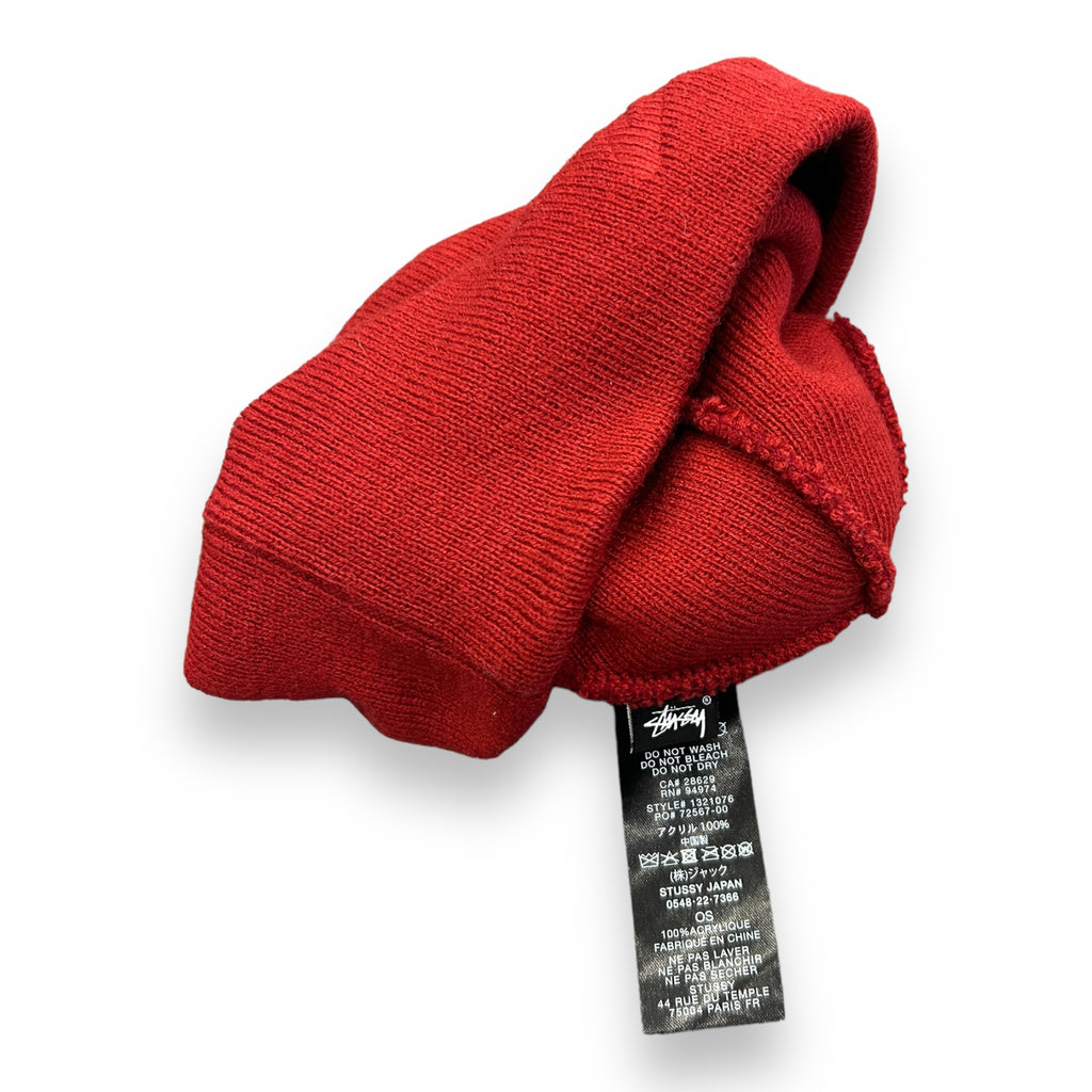 Red Stussy Spellout Skully Hat