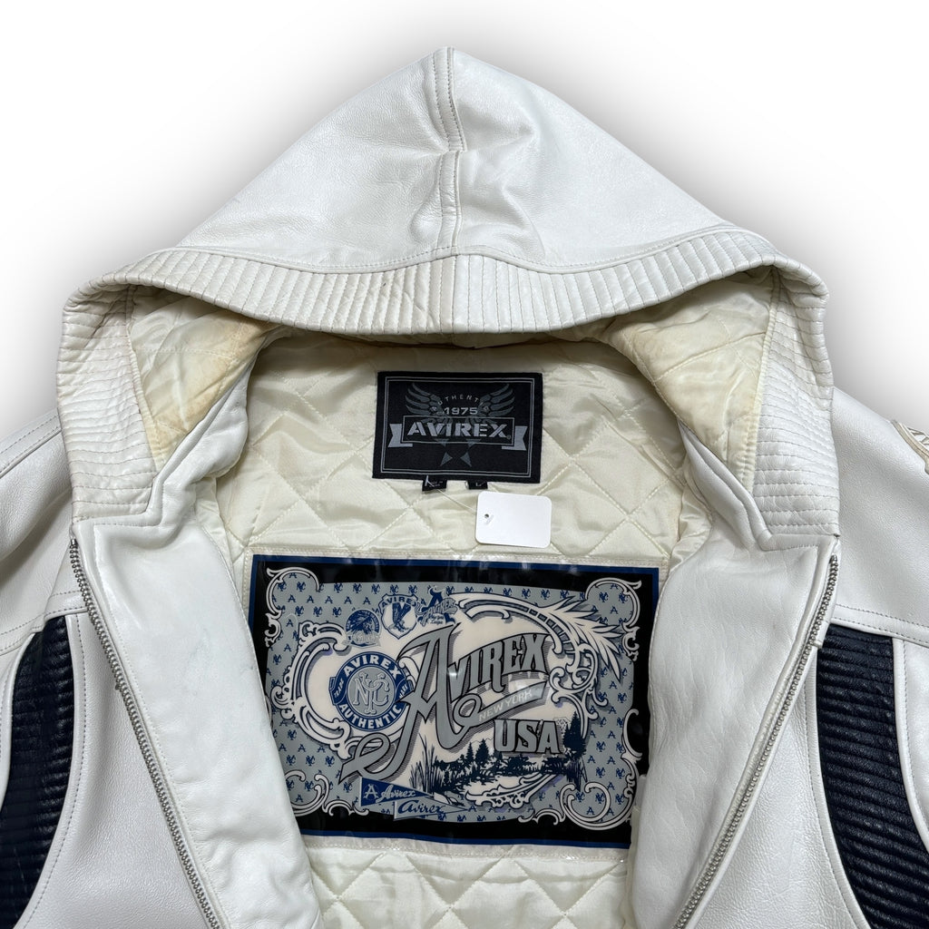 Avirex Hooded Leather Jacket (L)
