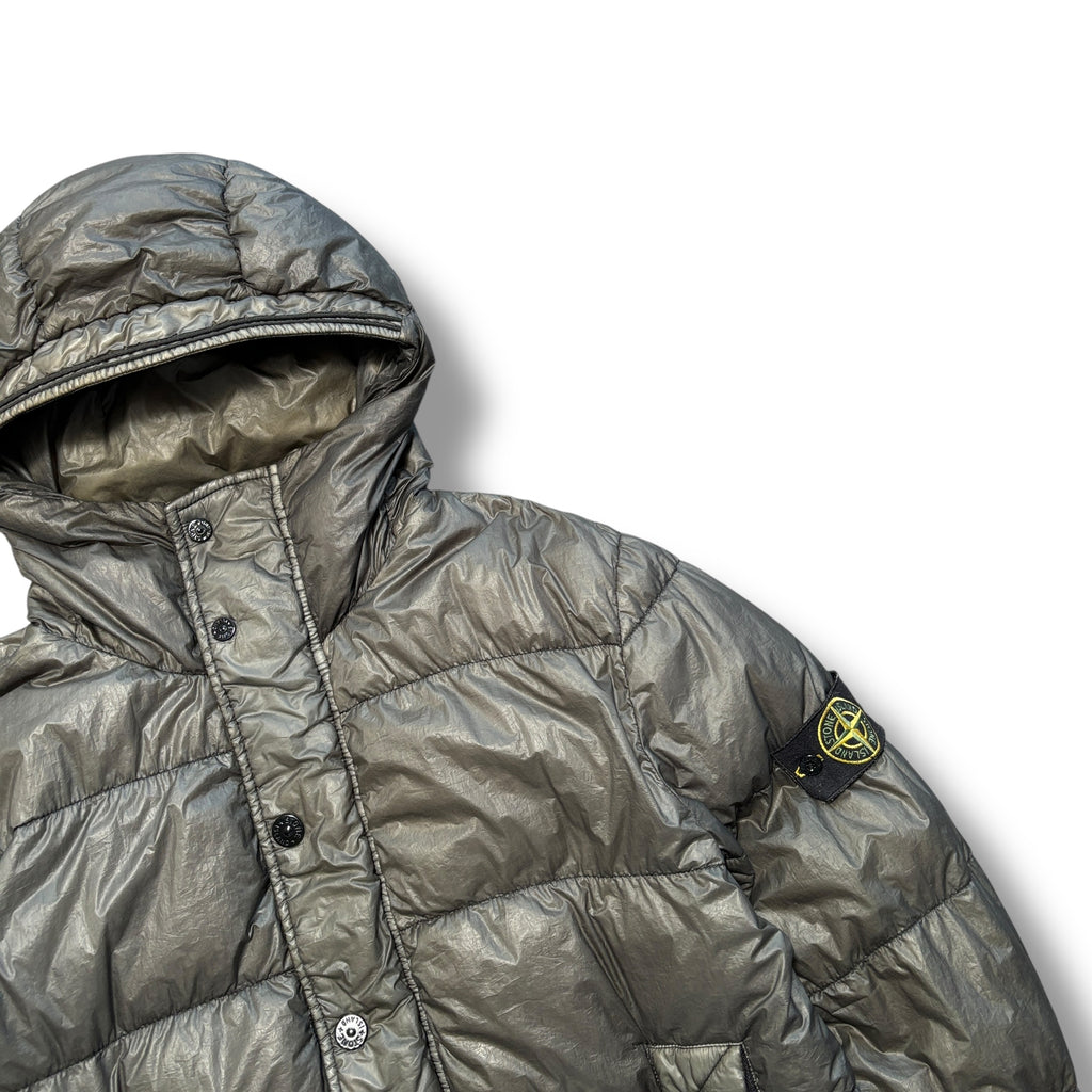 Stone Island Gunmetal Khaki Garment Dyed Down Jacket (XL)
