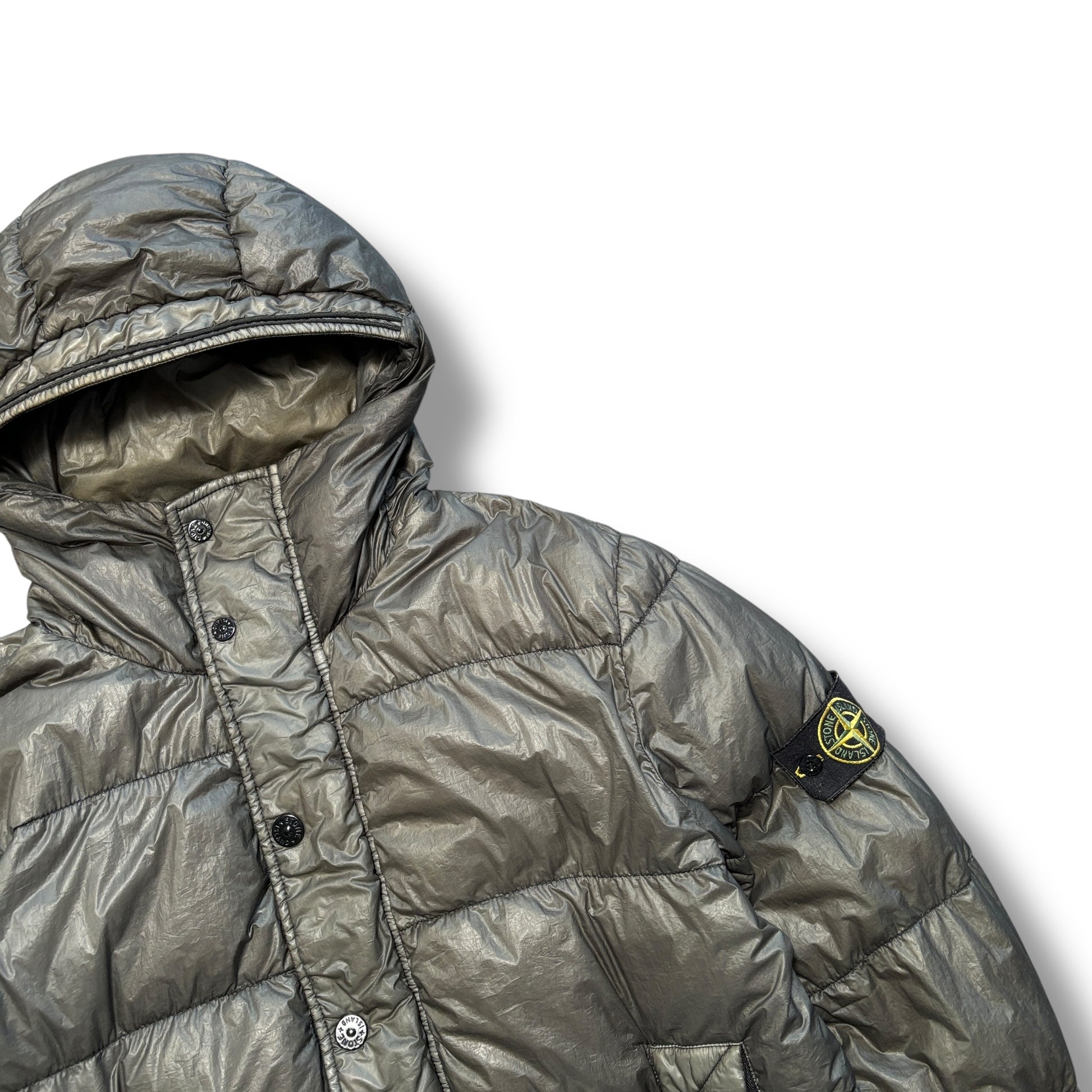 Stone Island Gunmetal Khaki Garment Dyed Down Jacket (XL)
