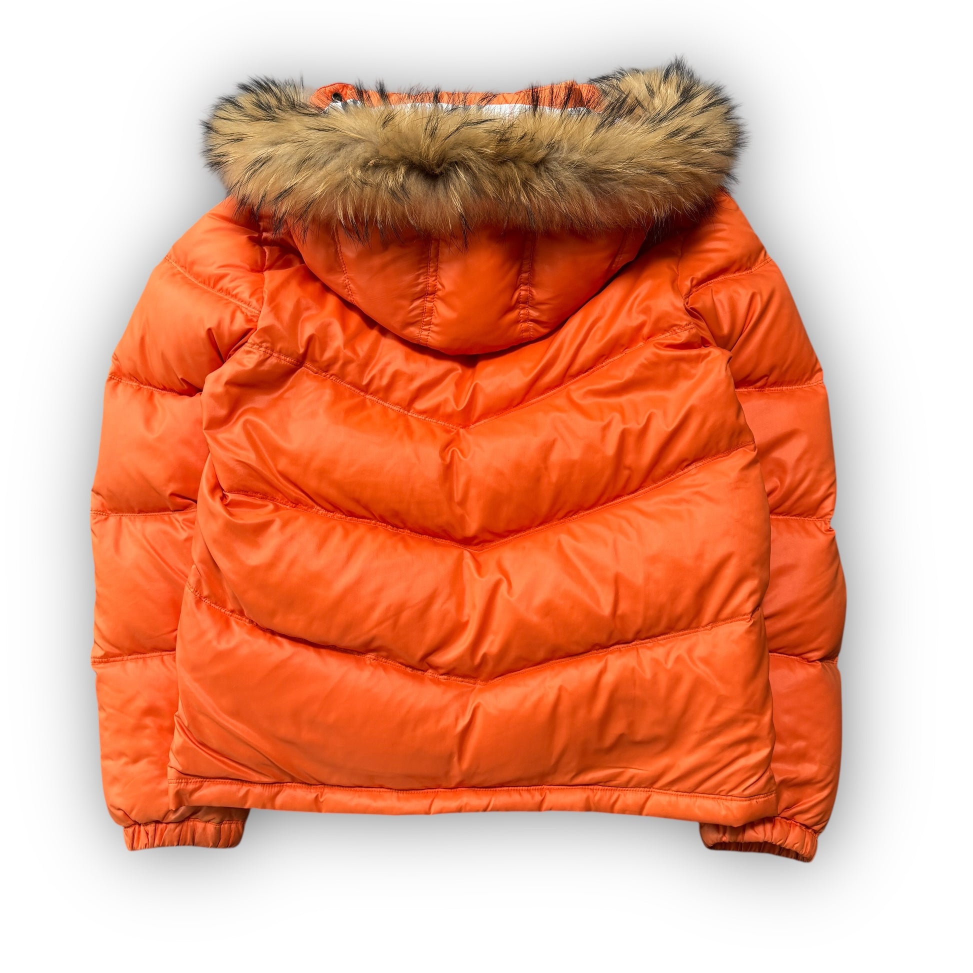 Orange Burberry Fur Puffer Coat (M)