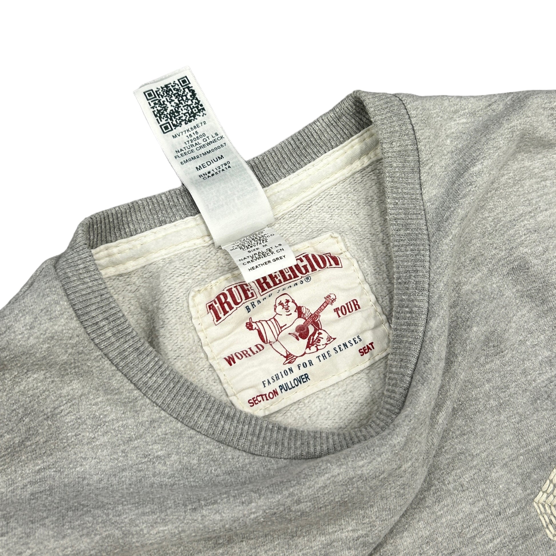 Grey True Religion Contrast Stitch Sweatshirt (M)