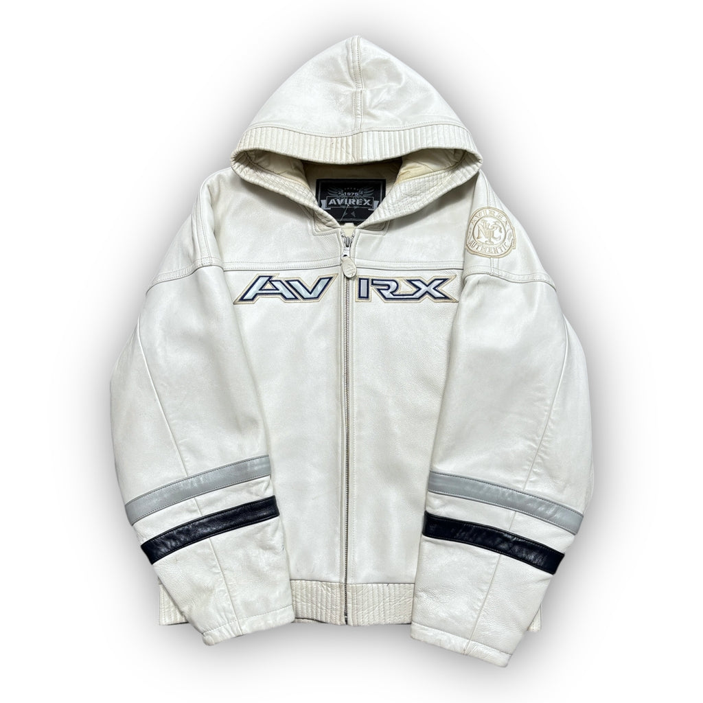Avirex Hooded Leather Jacket (L)