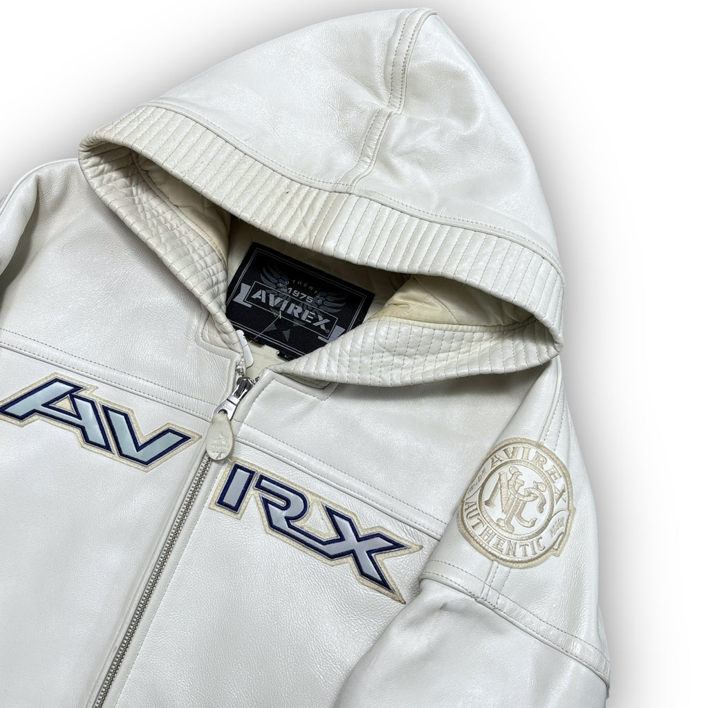 Avirex Hooded Leather Jacket (L)