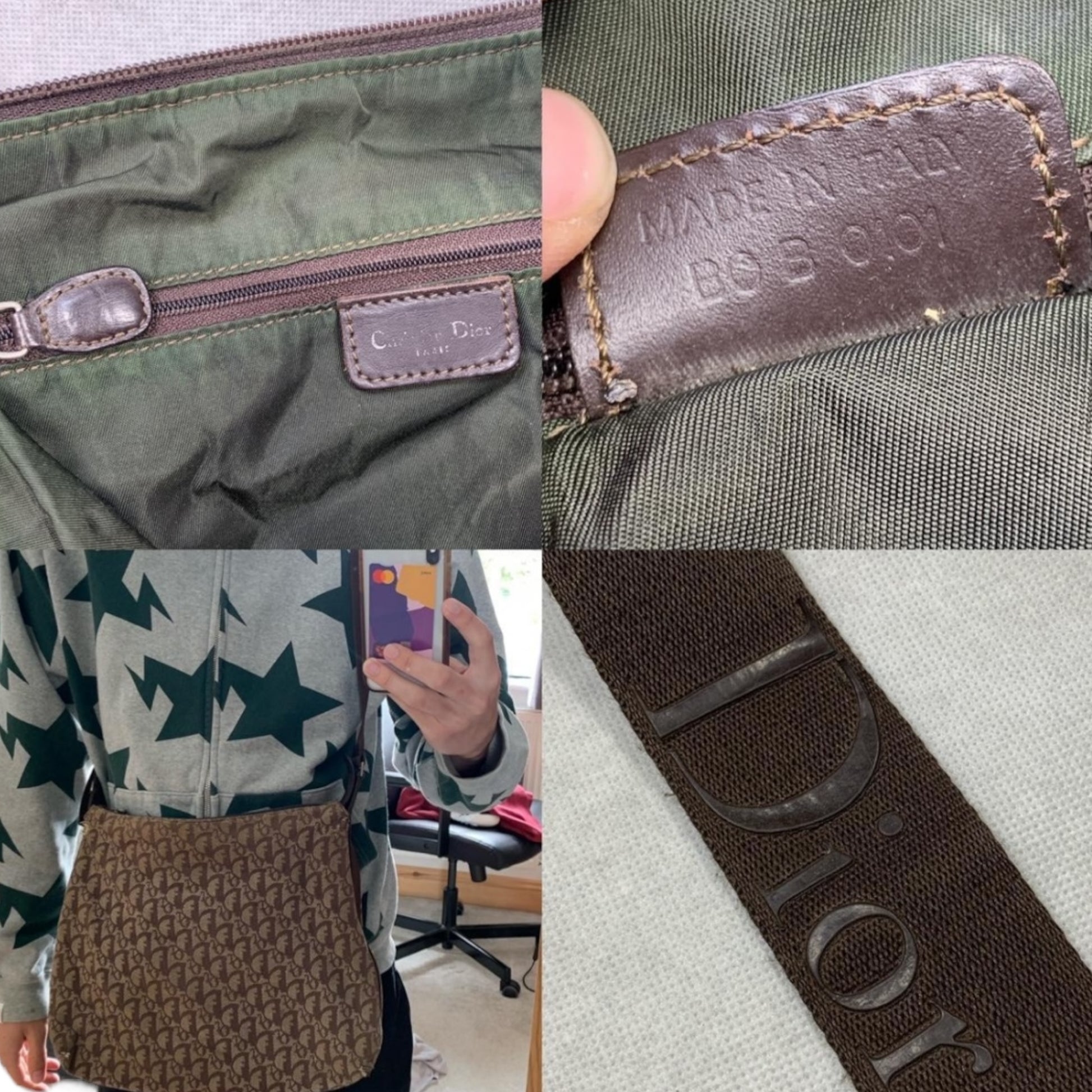 Authentic Vintage Dior Monogram Brown Crossbody / Sling Bag