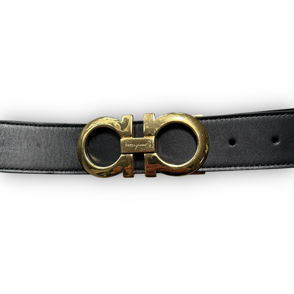 Black Leather Ferragamo Belt
