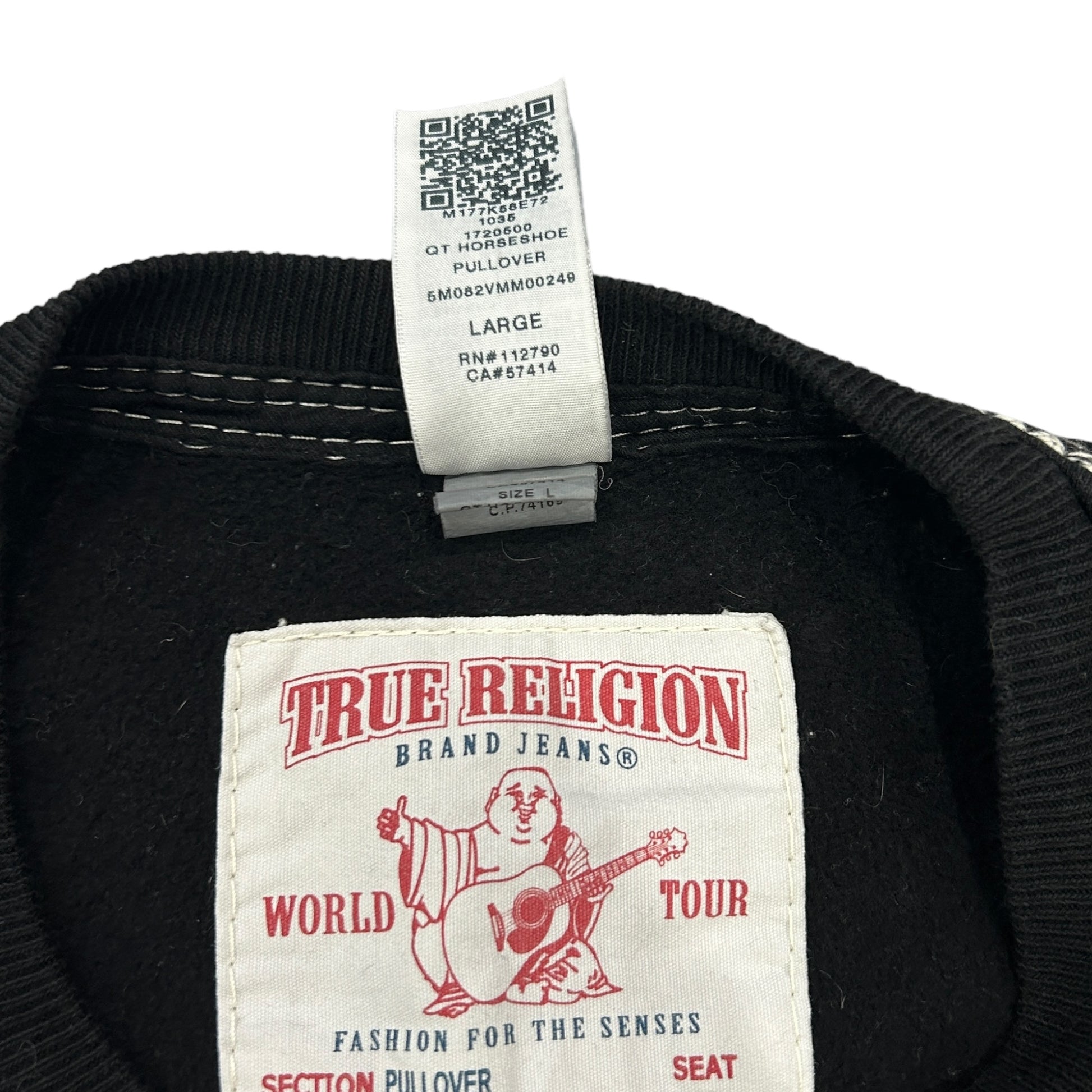 Black True Religion Contrast Stitch Sweatshirt (L)