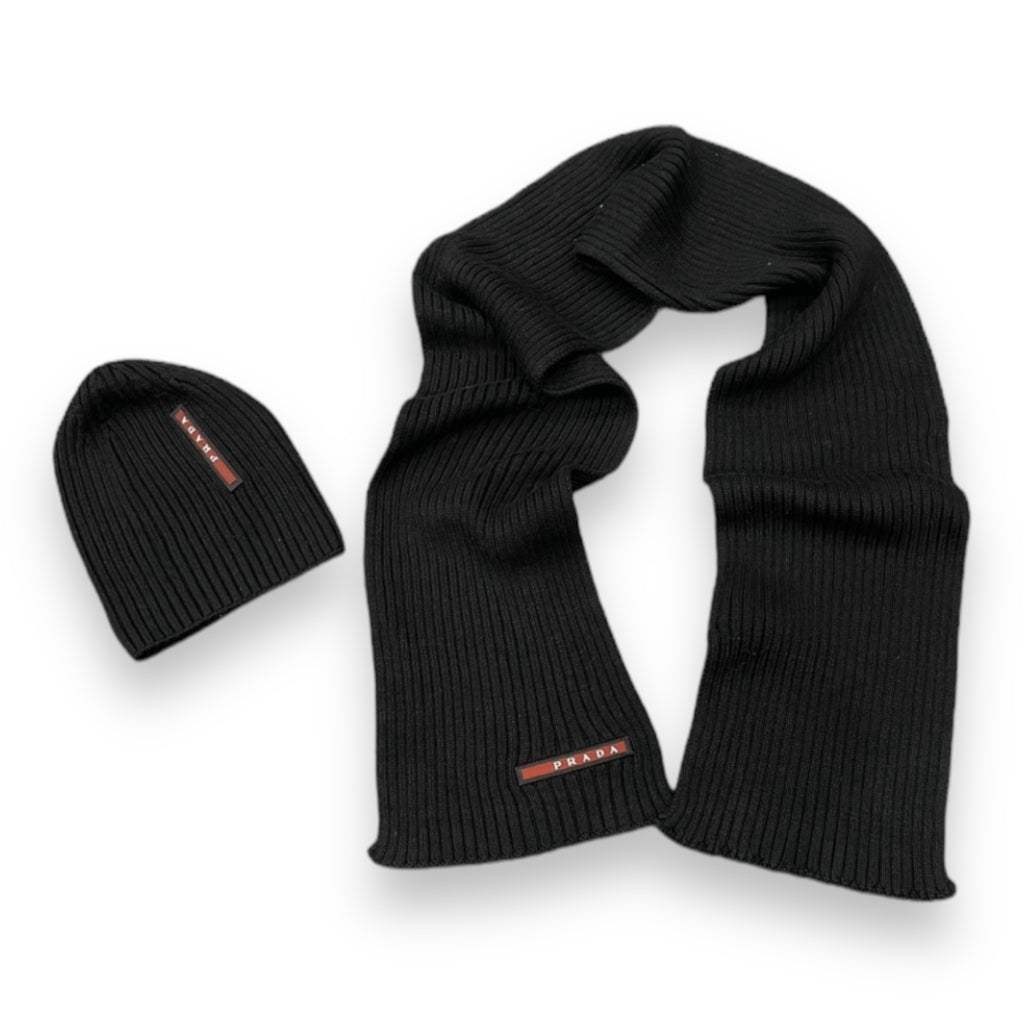 Prada Sport Scarf & Beanie Set