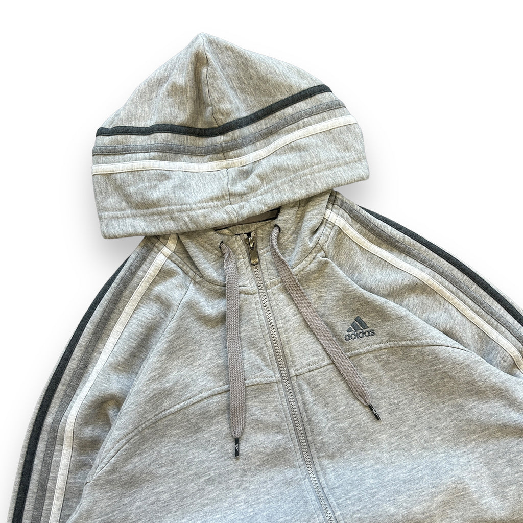 Adidas Three Stripe Grey Hoodie (M)