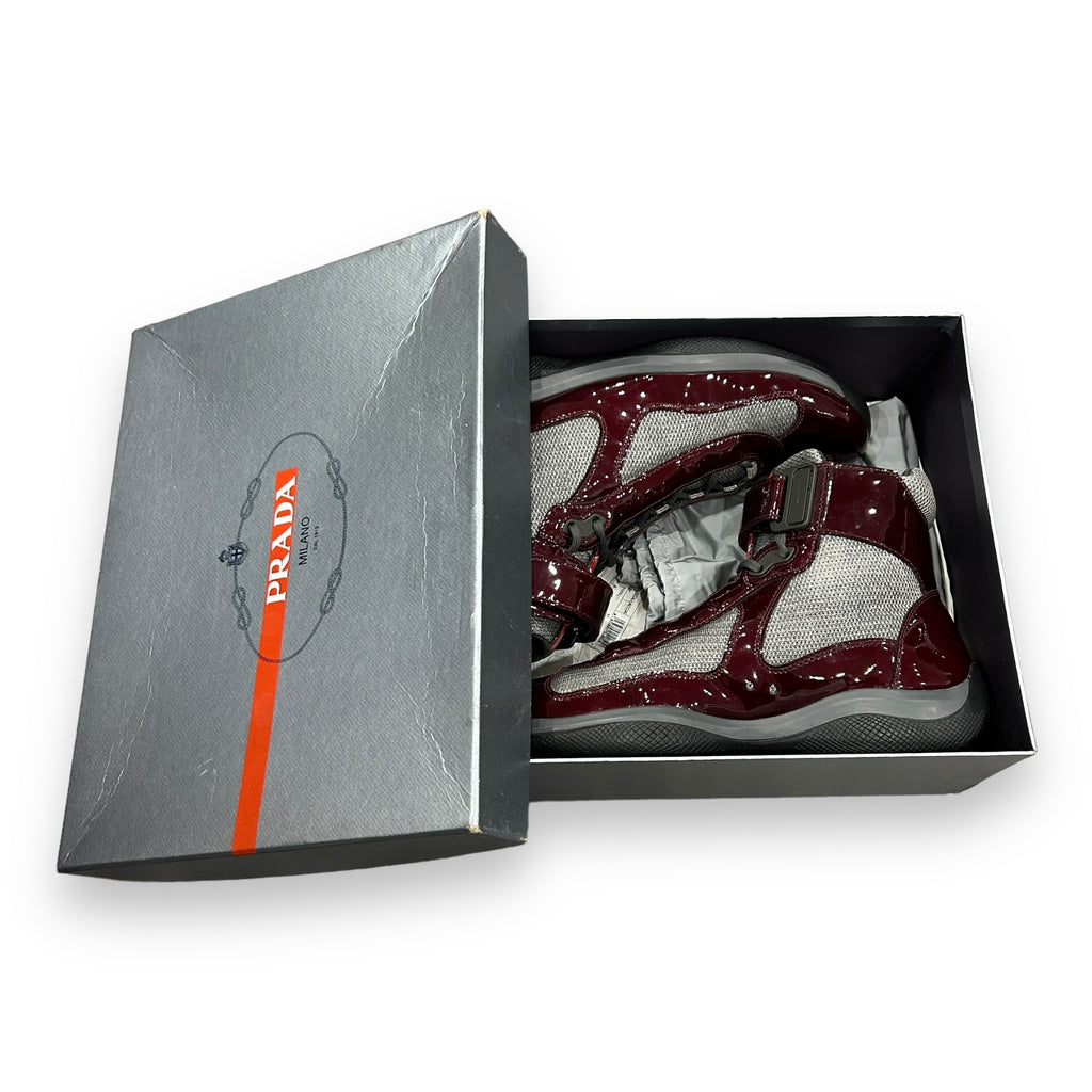 Prada America Cup High Top Patent Burgundy (UK10)