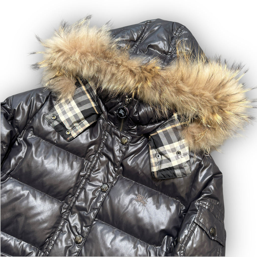 Black Burberry Fur Puffer Jacket (XS)