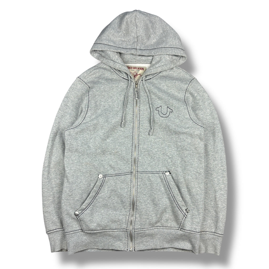 True Religion Grey Contrast Stitch Hoodie (M)