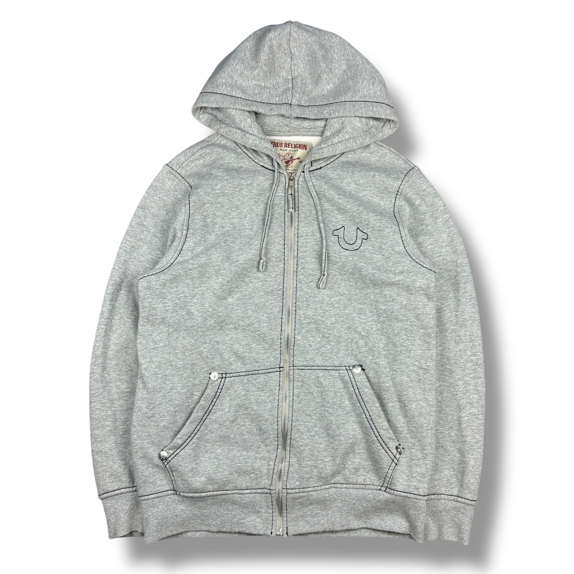 True Religion Grey Contrast Stitch Hoodie (M)