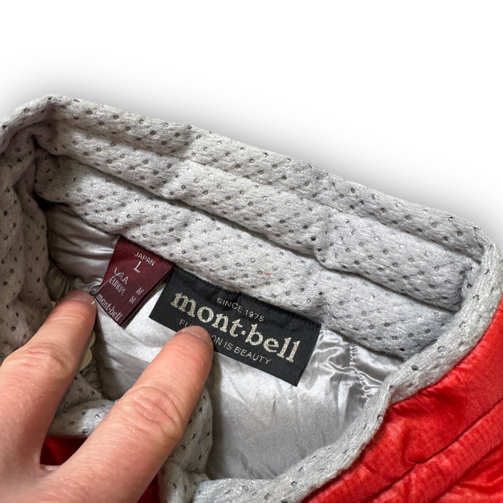 Red Montbell Diamond Stitch Puffer Gilet (M)