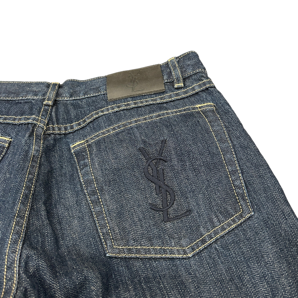 00's Embroidered Navy YSL Jeans (32)