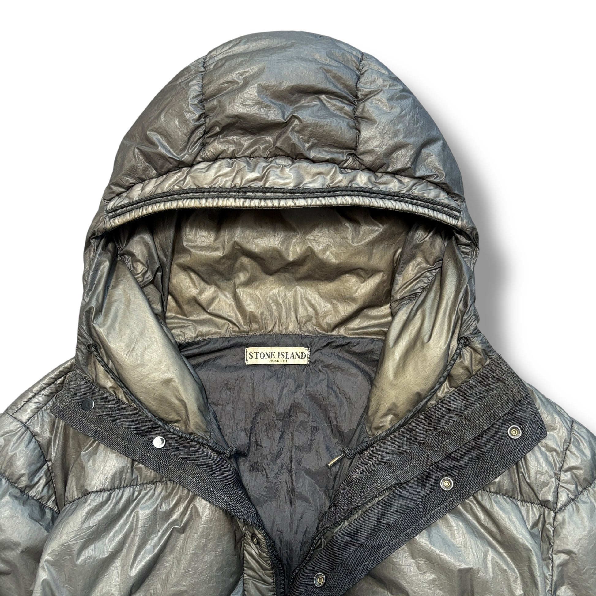 Stone Island Gunmetal Khaki Garment Dyed Down Jacket (XL)
