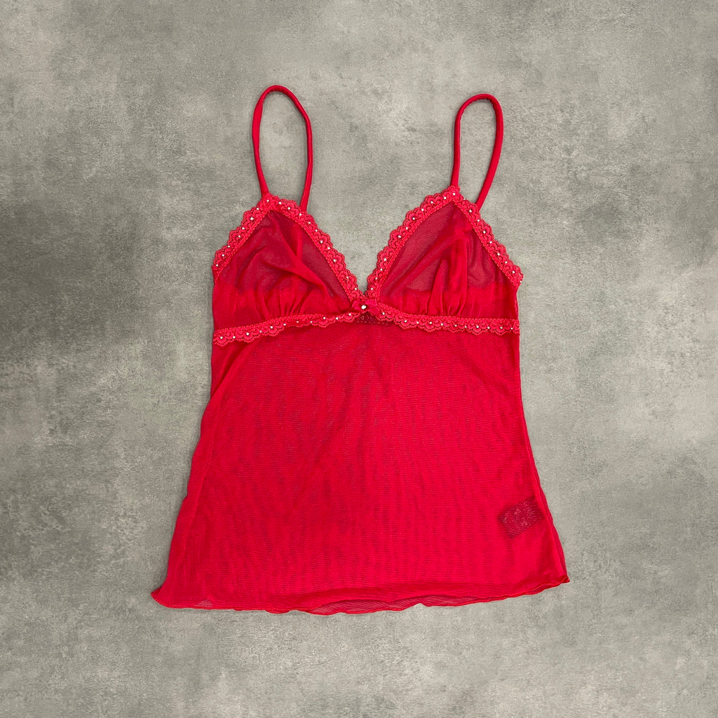 Y2K Red Mesh Cami Top