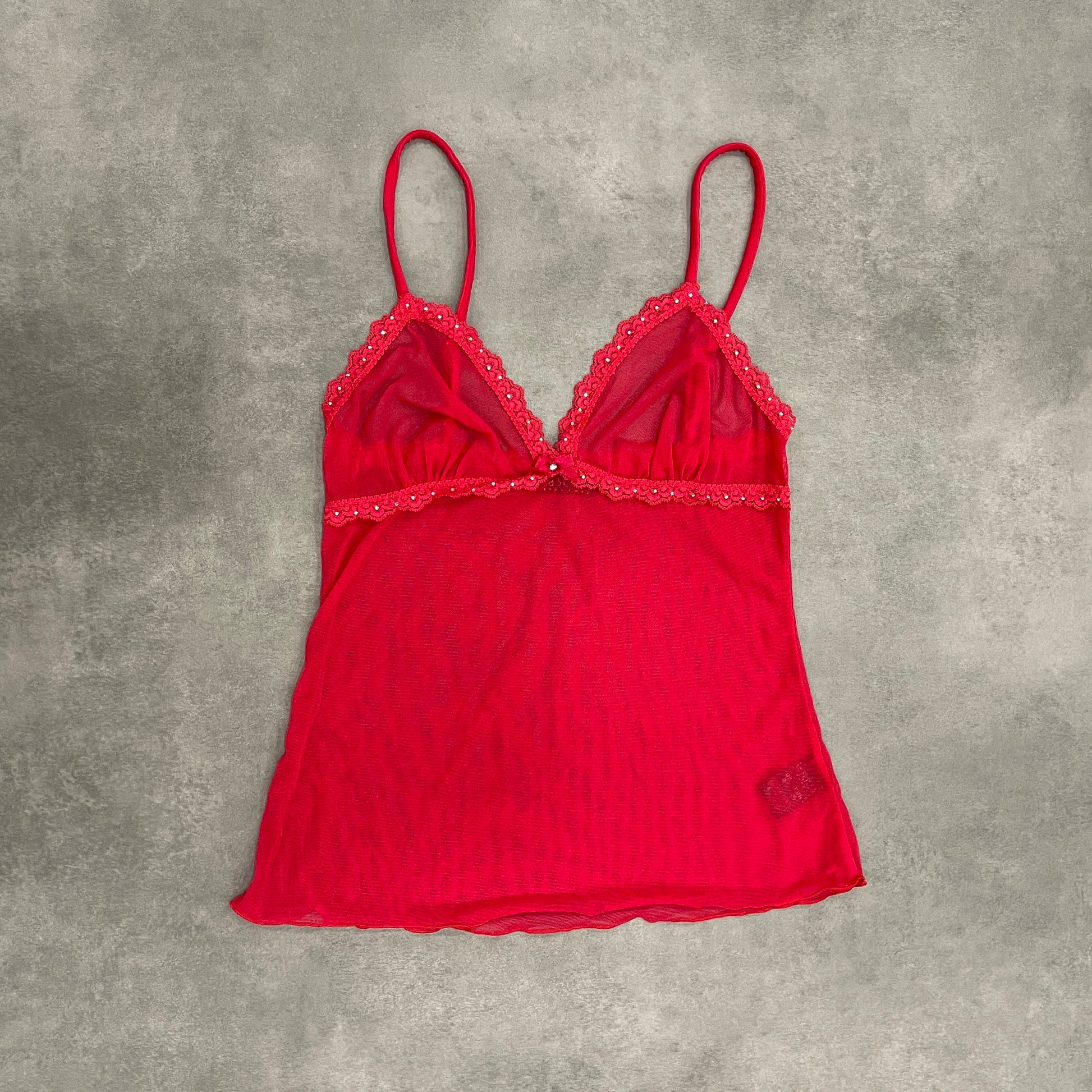 Y2K Red Mesh Cami Top
