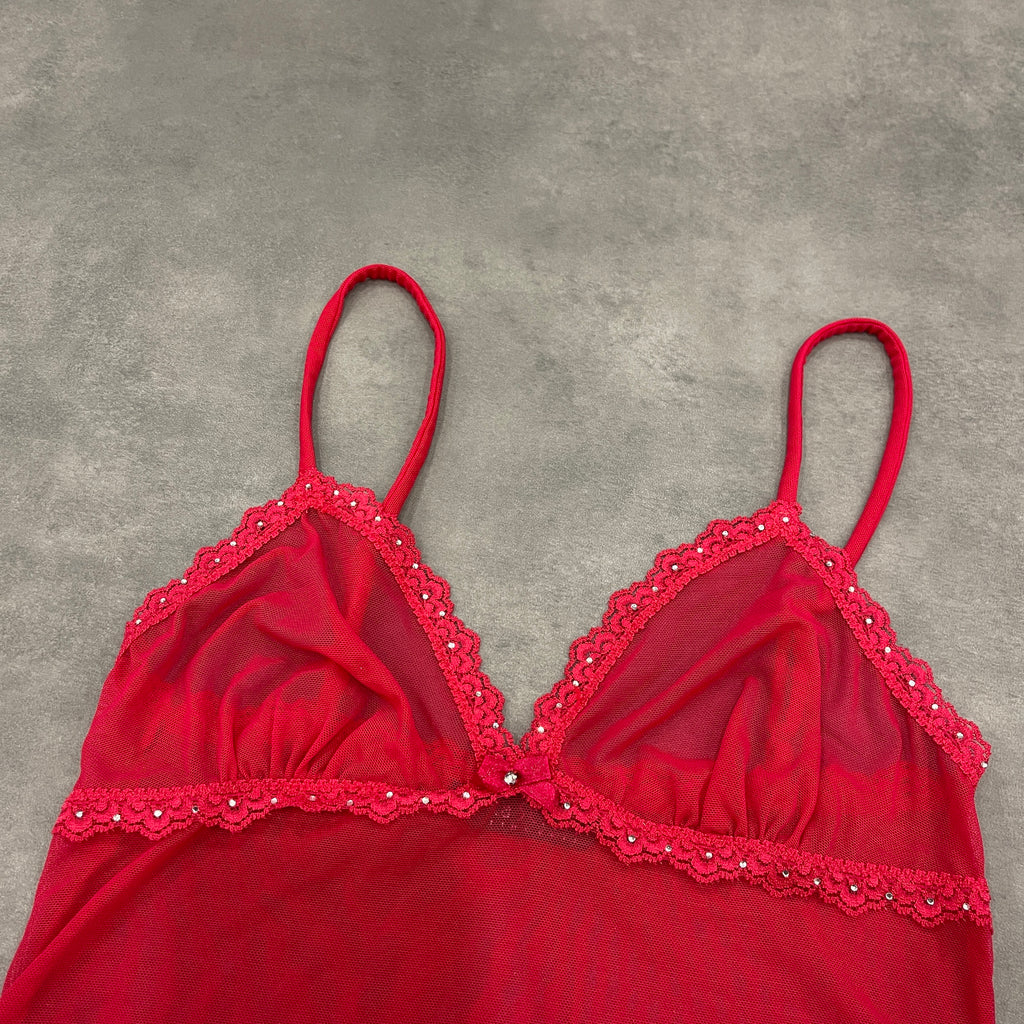 Y2K Red Mesh Cami Top