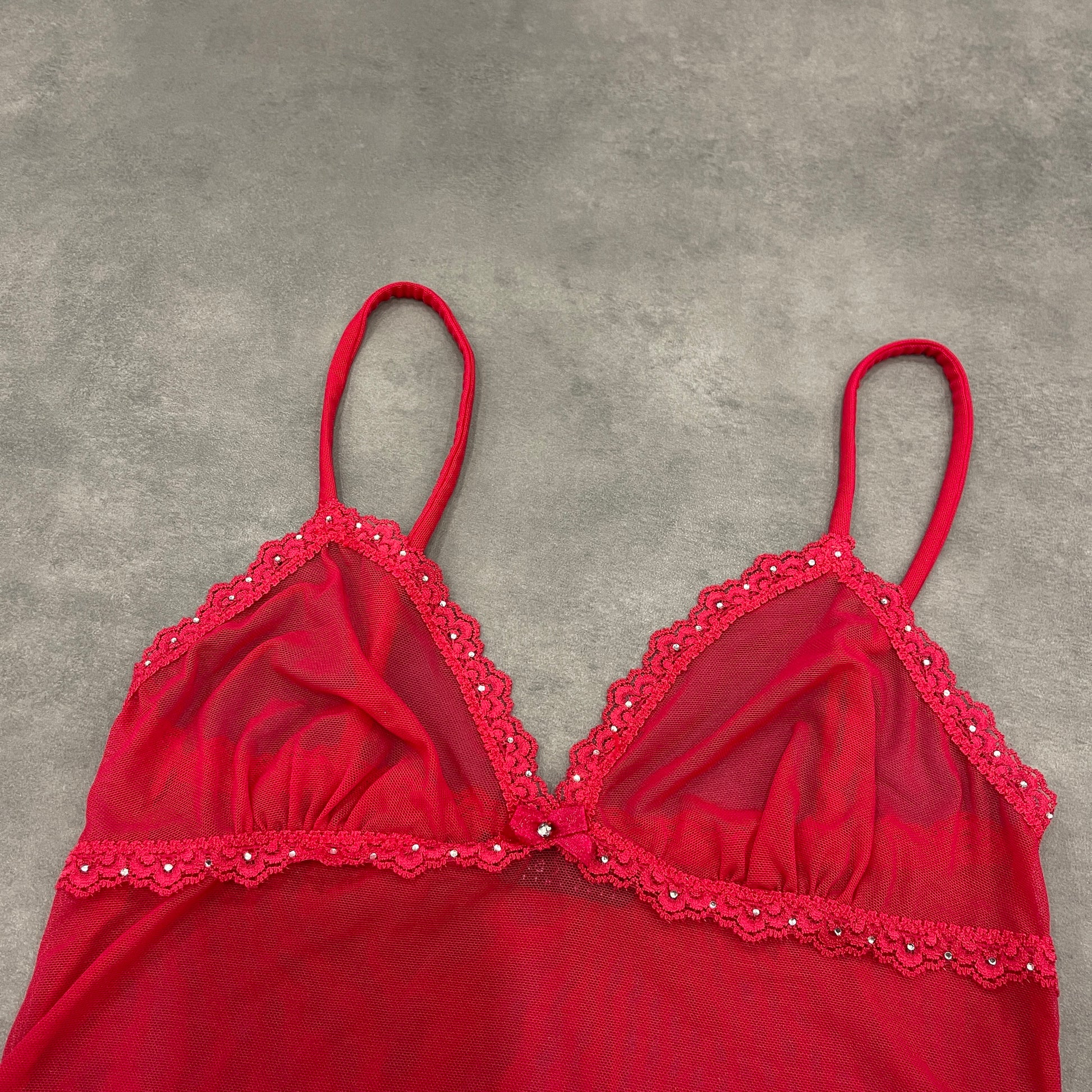 Y2K Red Mesh Cami Top