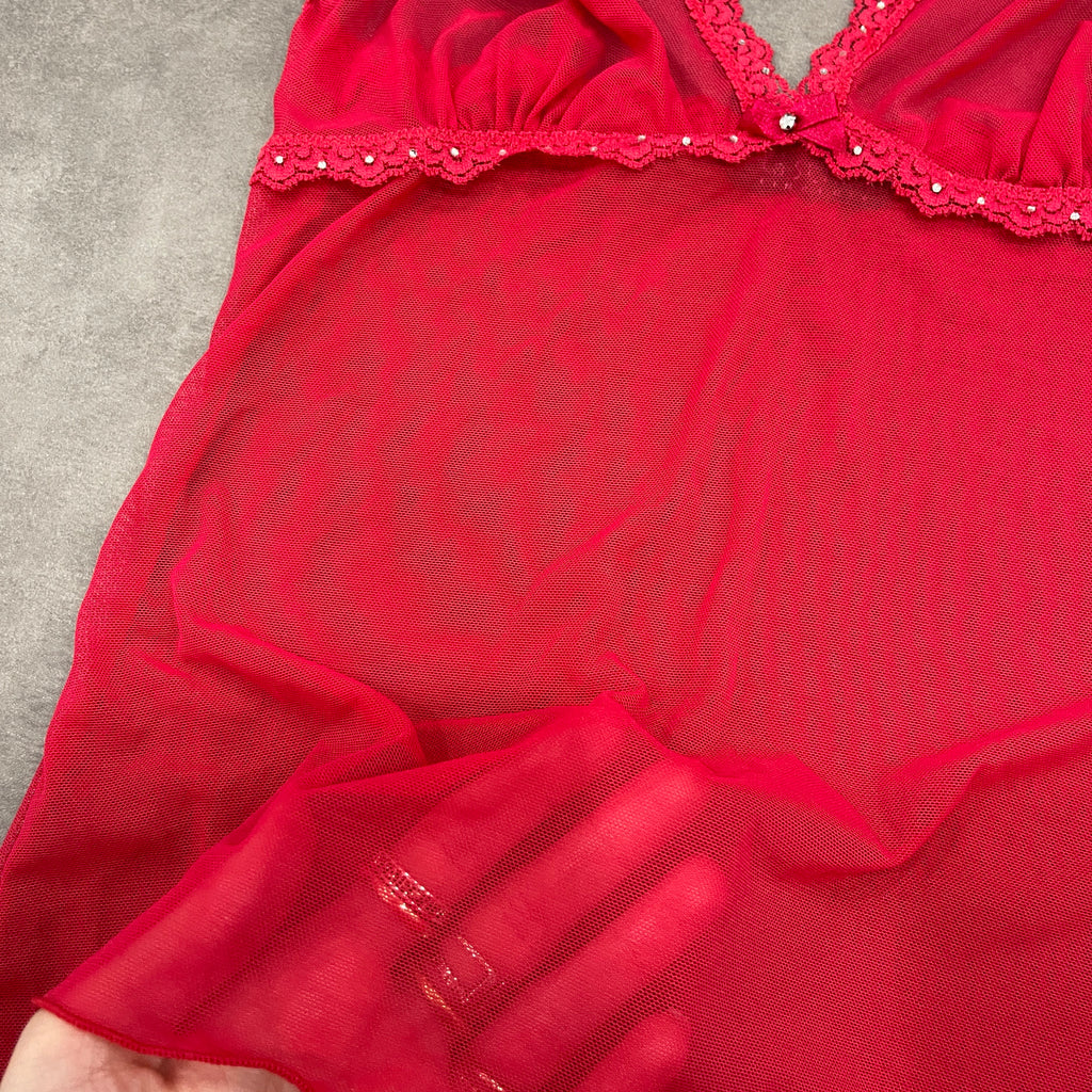 Y2K Red Mesh Cami Top