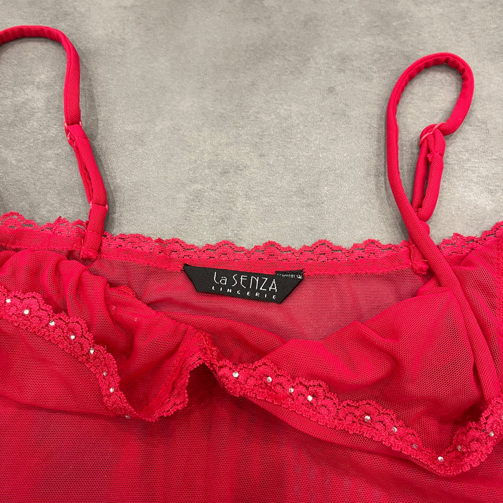 Y2K Red Mesh Cami Top