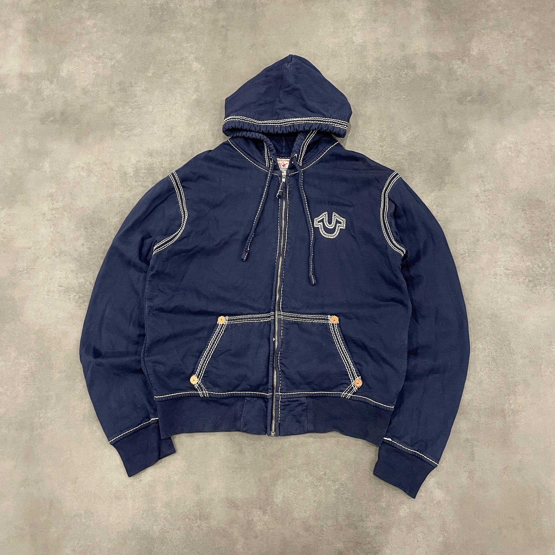 Navy True Religion Contrast Stitch Hoodie