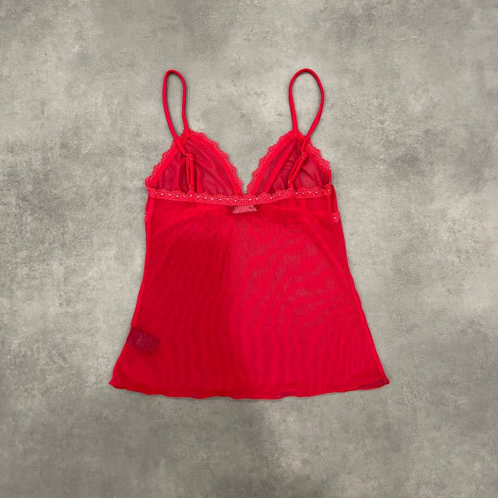 Y2K Red Mesh Cami Top