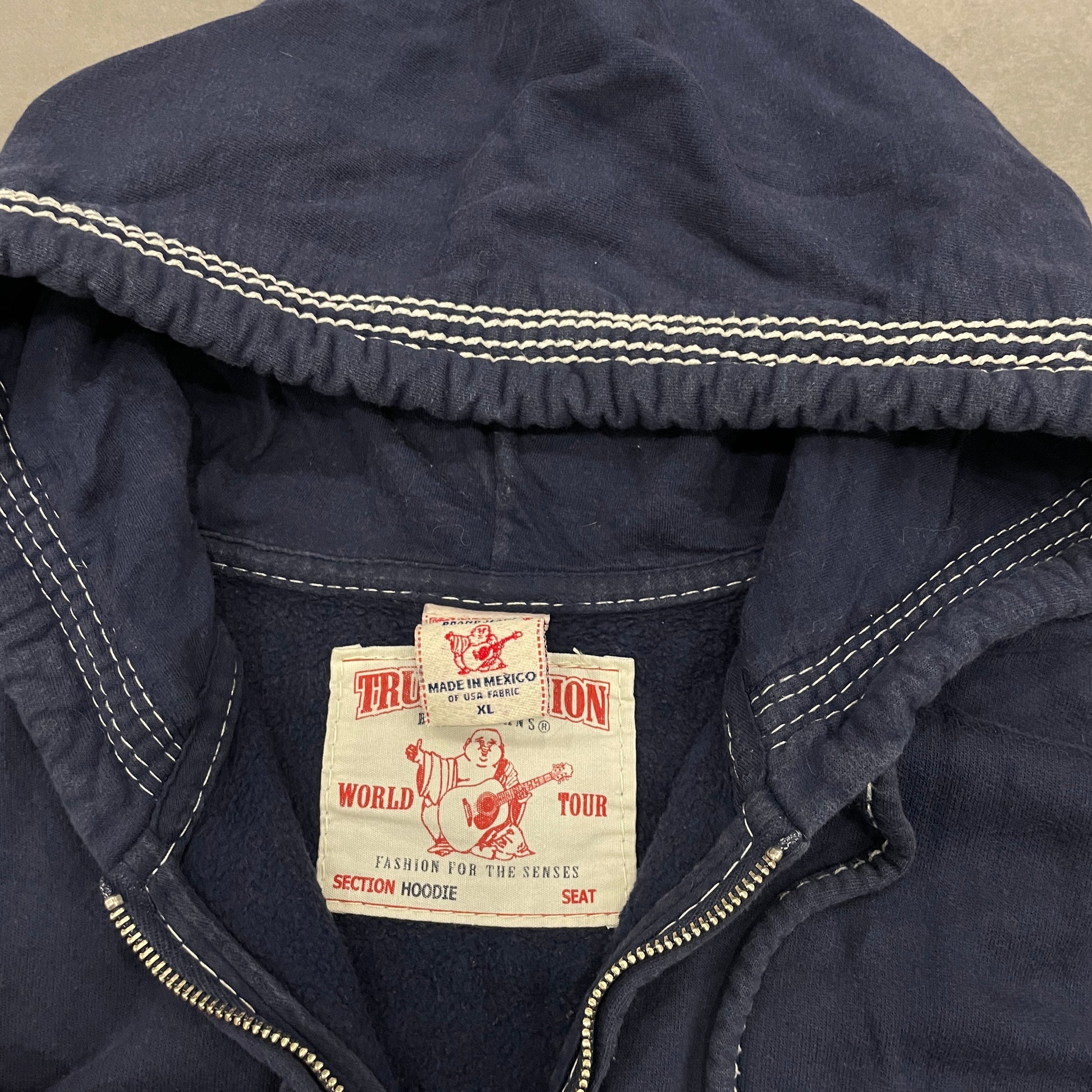 Navy True Religion Contrast Stitch Hoodie